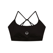 The front of a black Multi-Strap Sports Bra
