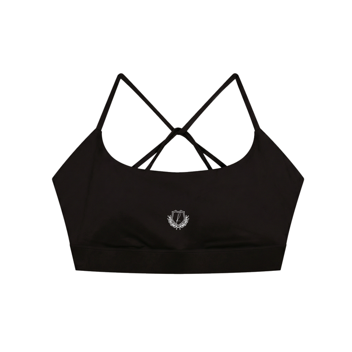 The front of a black Multi-Strap Sports Bra