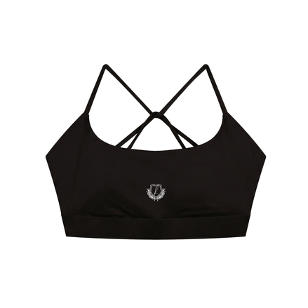 The front of a black Multi-Strap Sports Bra