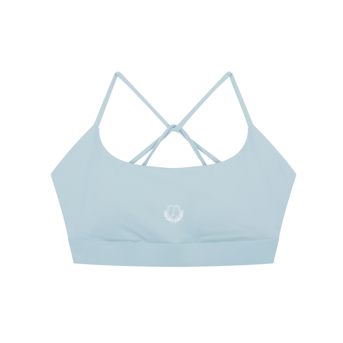 The front of a light blue Multi-Strap Sports Bra