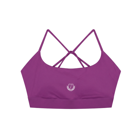 The front of a purple Multi-Strap Sports Bra