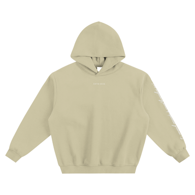 the front of the sand beige Official Member Hoodie
