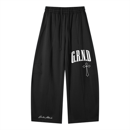 Wide Leg Panel Sweatpants black front